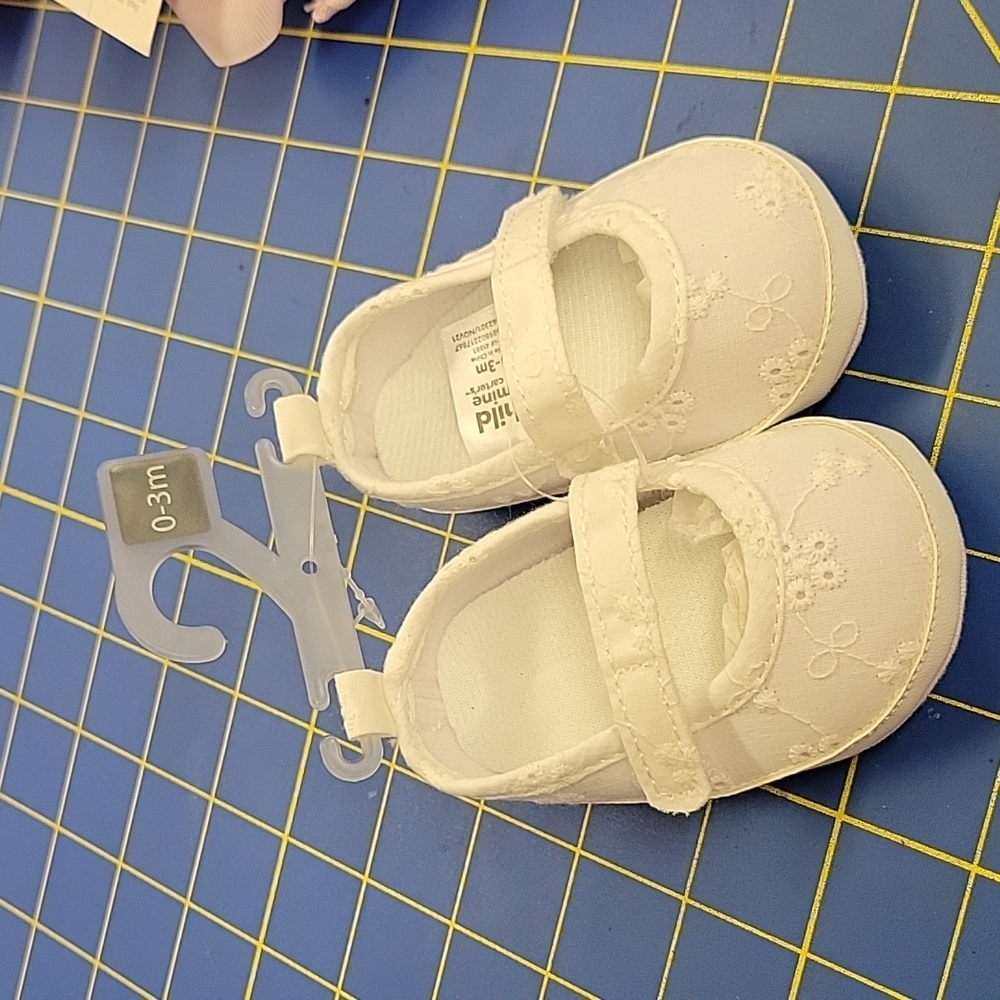 Carters This Child of Mine White Eyelet 0-3mths Shoes